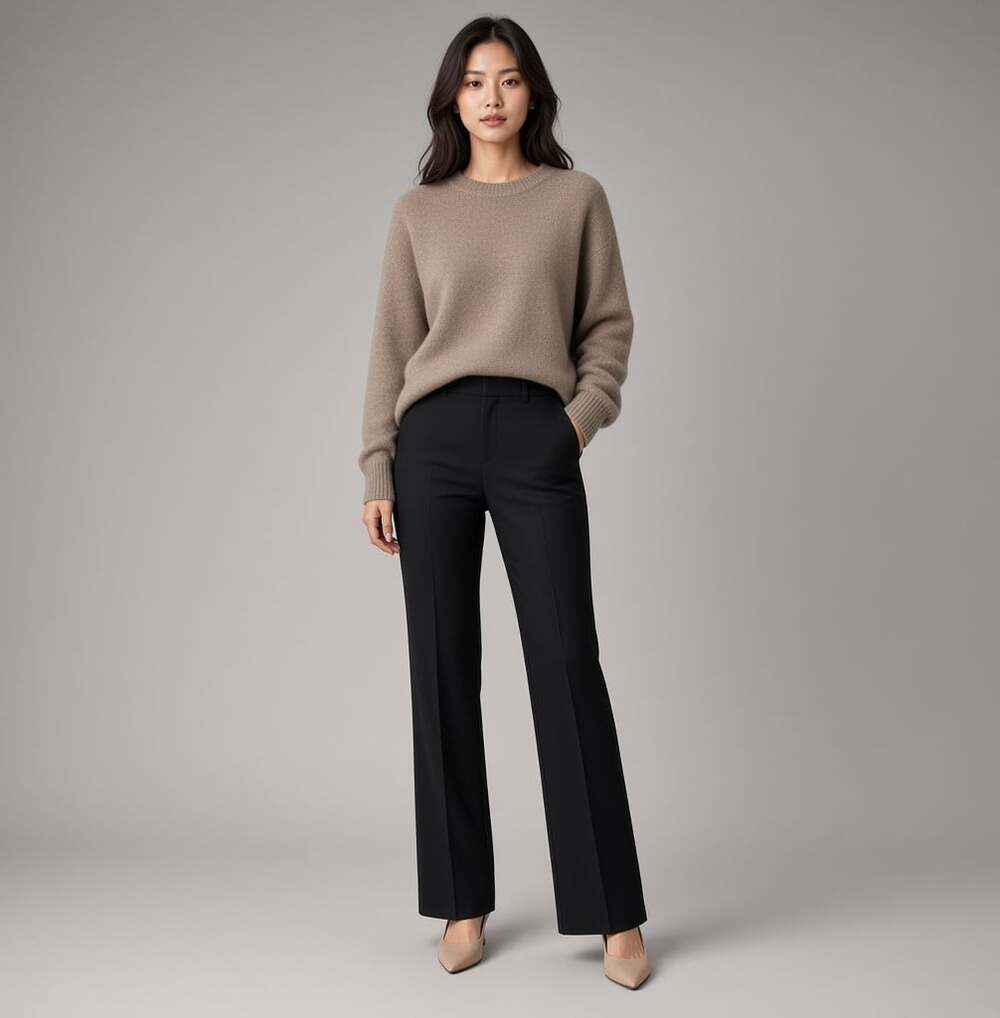 Quince Black Ponte Business Casual Pants Small X-Petite NWT Stretch Flare